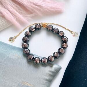 Black Swarovski Beaded Bracelet